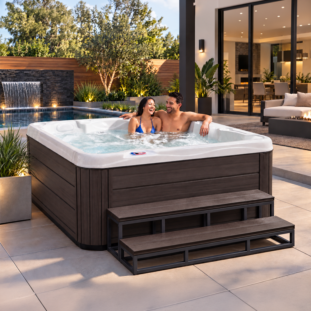 Industrial Strength 6 person 18-jet 110v plug-n-play acrylic lounger hot tub with 24 hour filtration w/60” Step & Cover Lift Included
