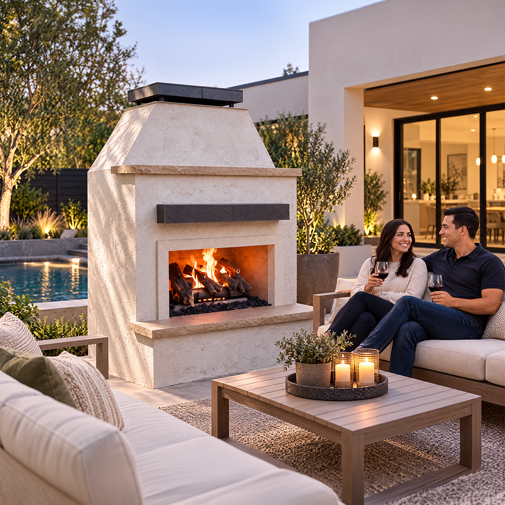 Ladera – Industrial Strength Modern Outdoor Gas Fireplace with Bottom Mantel